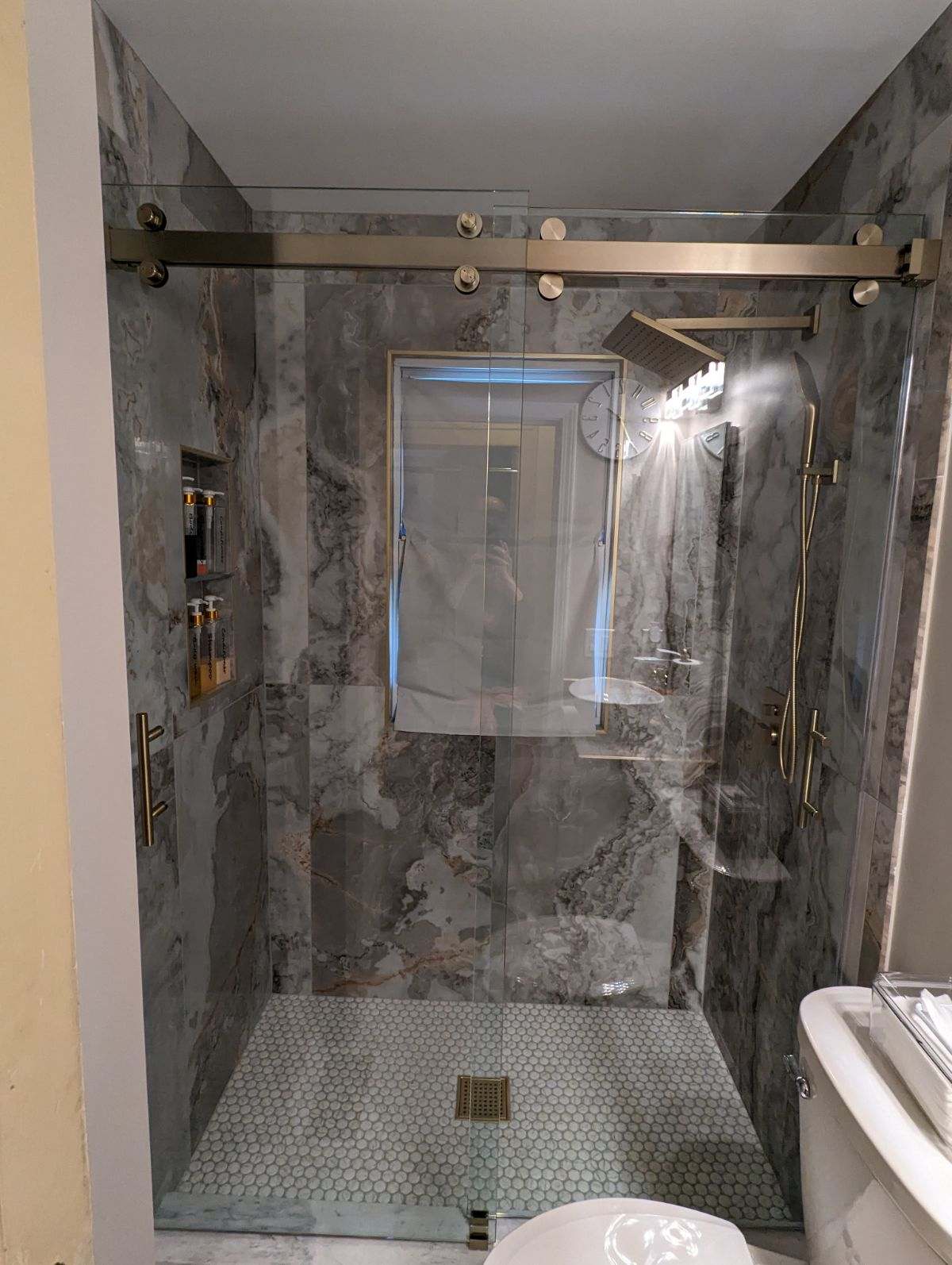 Barn style sliding shower door example 1
