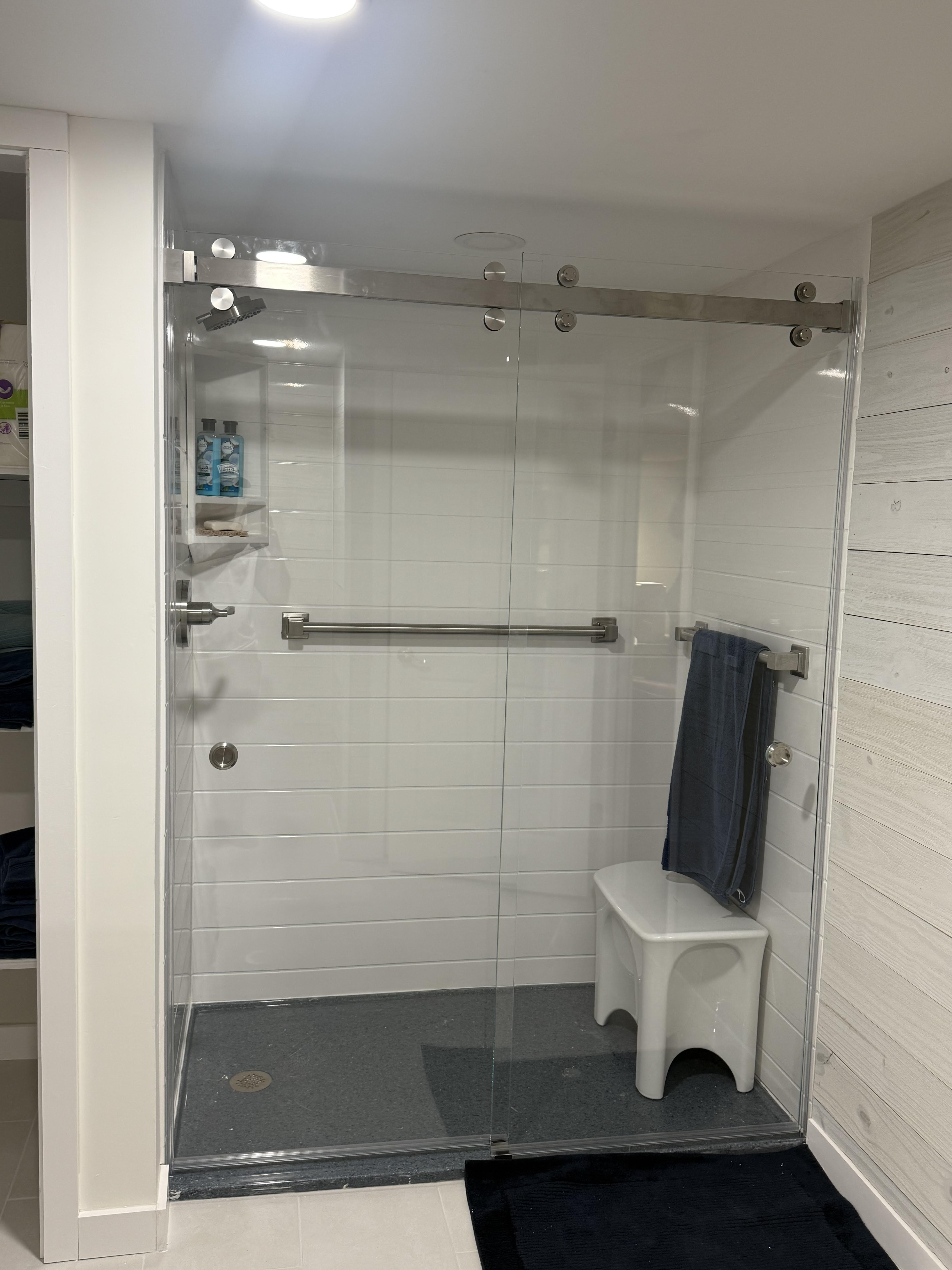 Barn style sliding shower door example 4